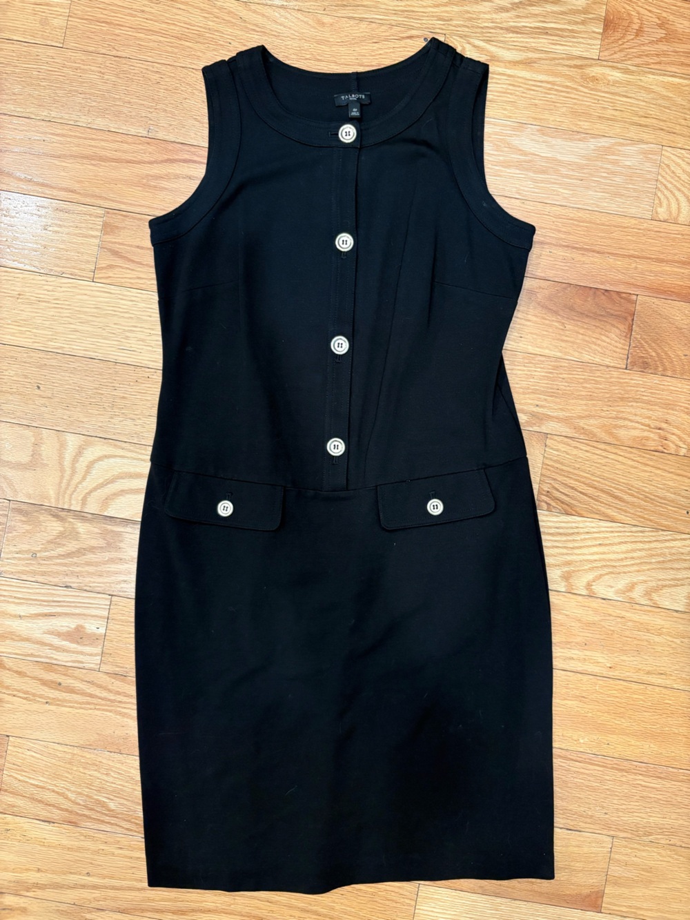 Talbots Black Button-Front Shift Dress